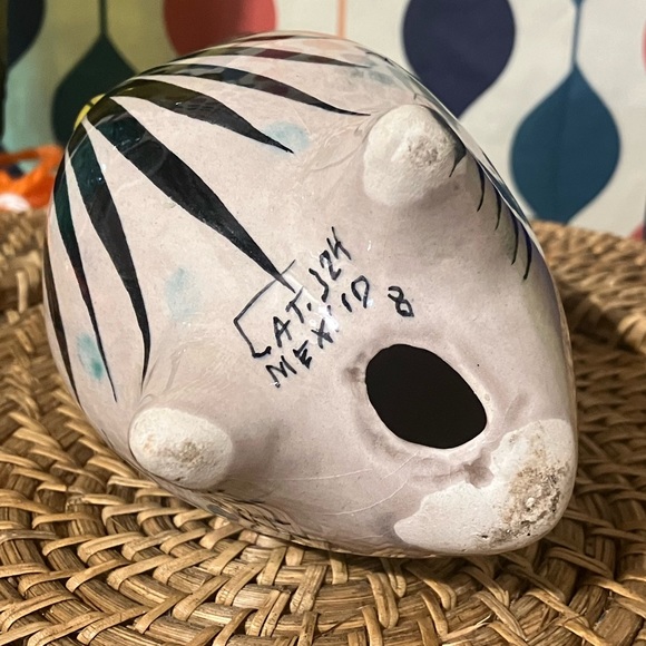 Mexican Tonala Pottery Ceramic Owl Figurine Hand-Painted Signed Cat 324 - Picture 8 of 12